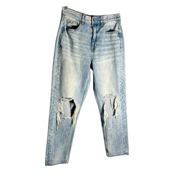 American Eagle Busted Knee High Waist Straight Leg Ankle Jeans Sz 6 - Picture 1 of 16